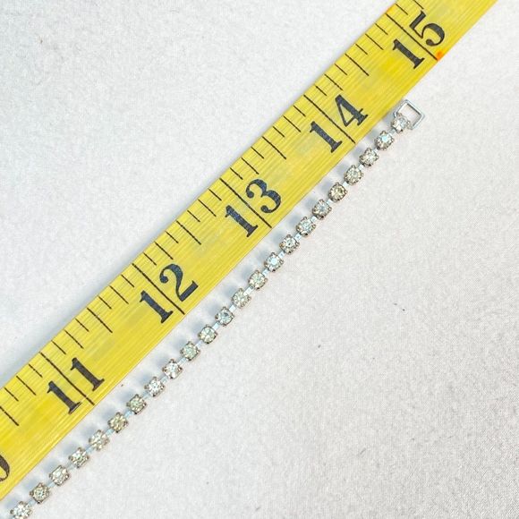 Choker Necklace Clear Rhinestone Strand Formal Evening Wear Box Clasp - Picture 7 of 9